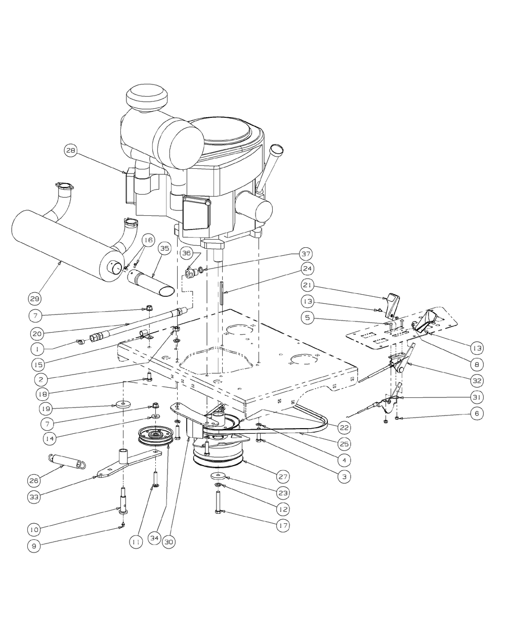 Kawasaki Engine Accessories 37hp Diagram and Parts List for M72-KW (53AI8CT8050-37HP-OHV)(2009 & Before) Cub Cadet Lawn Tractor